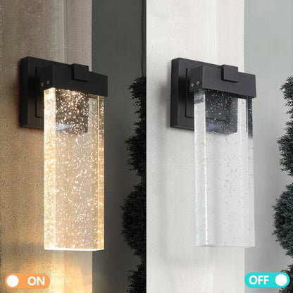 2-Pack Waterproof LED Wall Lights with Light Sensor, Clear Crystal Design