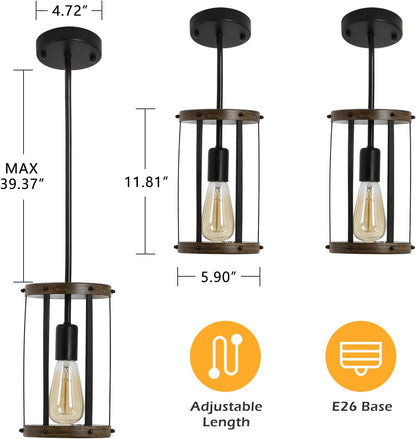 Retro Industrial Adjustable Metal Cage Pendant Light