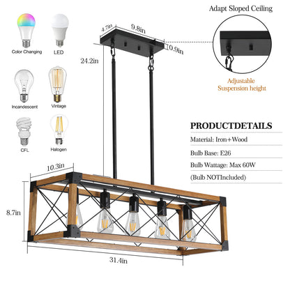 5-Light Vintage Pendant for Multi-Space Lighting