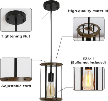 Retro Industrial Adjustable Metal Cage Pendant Light