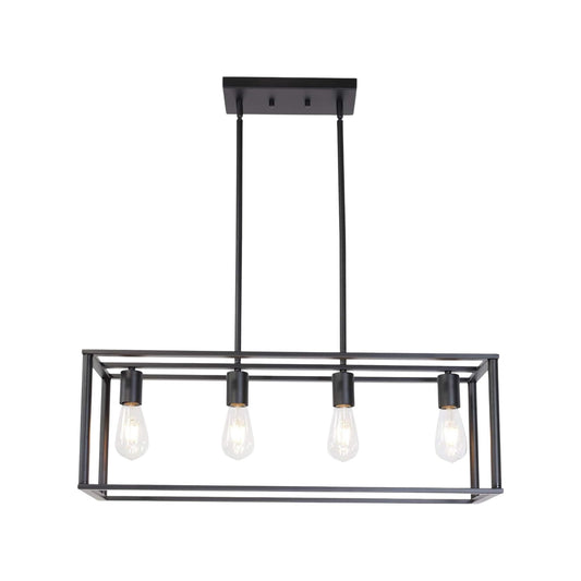 4-Light Industrial Retro Rectangular Cage Pendant